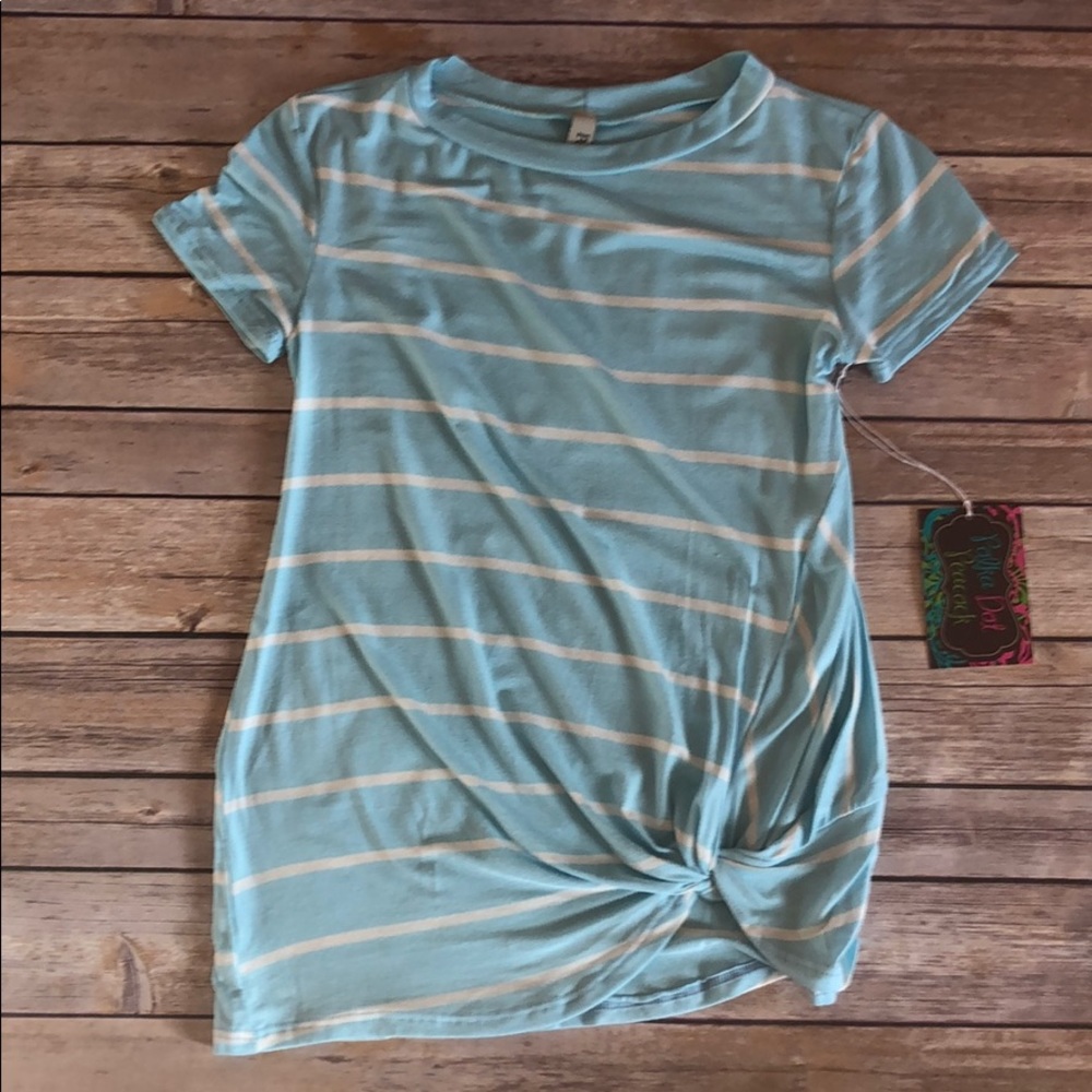 Blue and White Knot Front Tee